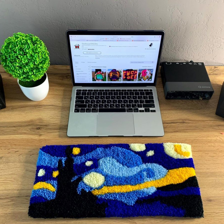 Van Gogh Starry Night Handmade Tufted Keyboard Rug