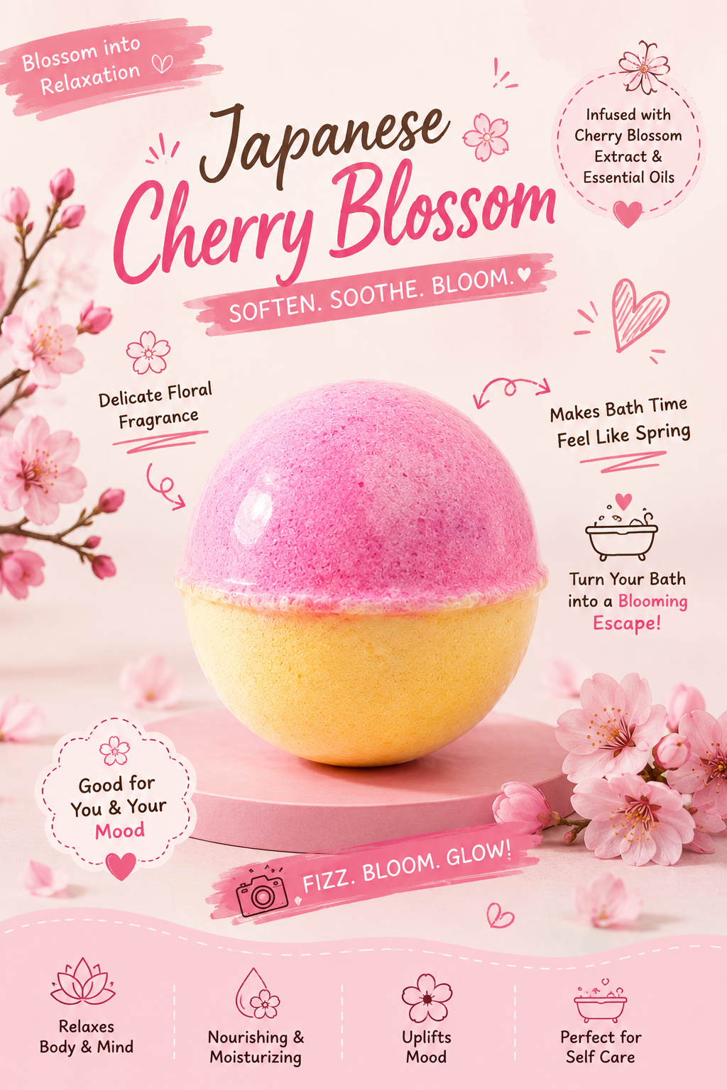 Japanese Cherry Blossom Bath Bomb