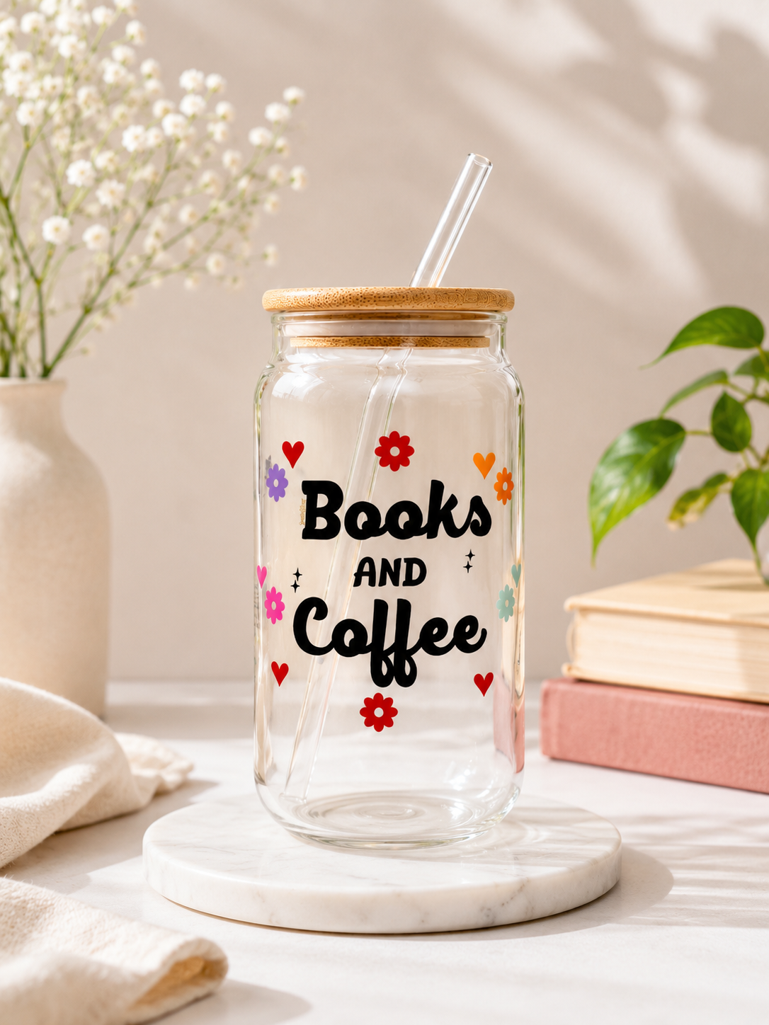 Books and coffee- Coffee Jar