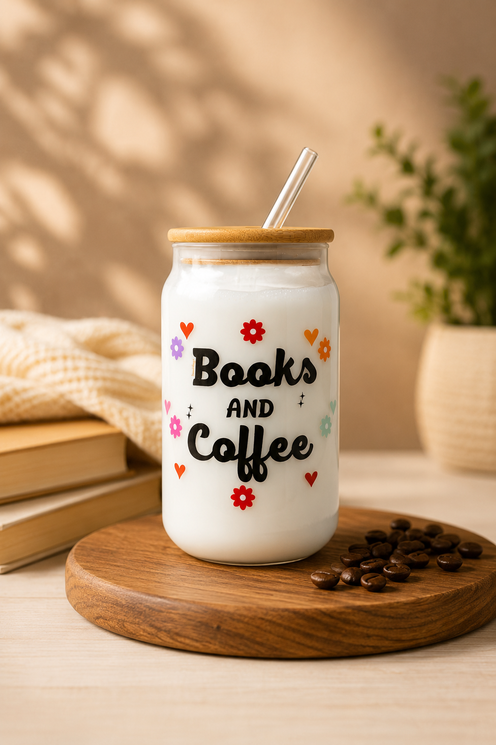 Books and coffee- Coffee Jar