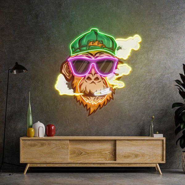 Monkey Smoking Cigar Neon